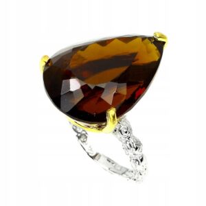 Pierścionek 925 kwarc AAA koniakowy 31.4ct r.15.5