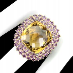 925 Pierścionek natural 27.87ct cytryn granat r 16