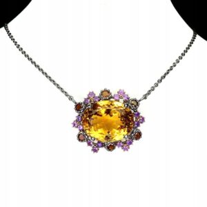 925 Zjawiskowy naszyjnik naturalny 58ct cytryn ametysty turmaliny