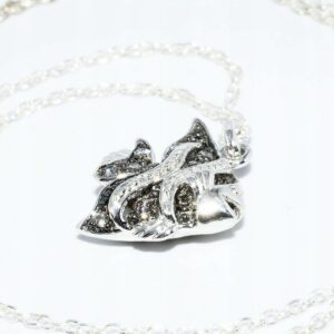 Naszyjnik srebrny 0.10ct diamenty naturalne ryba