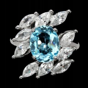 Srebrny pierścionek naturalny topaz swiss blue14