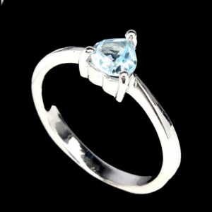 Pierścionek 925 srebrny Sky Blue Topaz r 11 serce