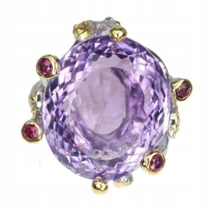 Pierścionek naturalny ametyst srebrny 40.86ct r.18