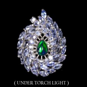 Pierścionek srebrny naturalny czarny opal tanzanity r 15.5