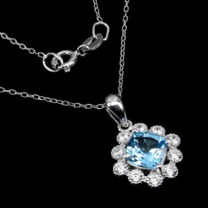 Naszyjnik srebrny 925 Swiss Blue topaz cyrkonie 3
