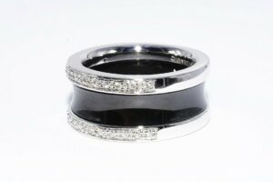 Pierścionek diamenty 0.16cts 925 r.16 ceramika