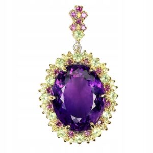 Wisiorek srebrny naturalny 47ct ametyst oliwiny granaty szafiry