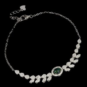Delikatna bransoletka srebrna 925 naturalny czarny opal cyrkonie
