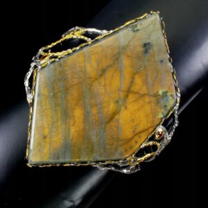 Srebrna bransoleta labradoryt szmaragd szafir