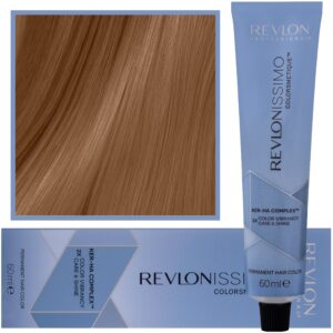 Revlon Revlonissimo Colorsmetique High Coverage - profesjonalna farba do siwych włosów, 60ml HC 7,23 | Średni Opalizujący Złoty Blond