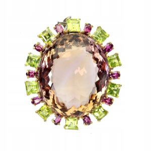 Srebrny zjawiskowy wisiorek naturalny 75ct ametryn granaty oliwiny