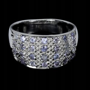 Pierścionek r 16 elegancki naturalne tanzanity srebrny 925
