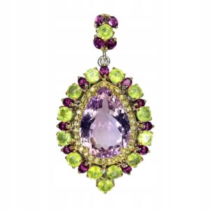 Srebrny zjawiskowy wisiorek naturalny 43ct ametryn granaty oliwiny szafiry