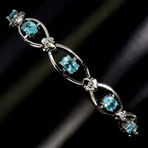 925 Bransoletka elegancka srebrna naturalne apatyty neon blue