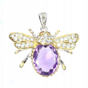 Wisiorek srebrny 925 naturalny 16ct ametyst akwamaryny granaty szafiry żuk