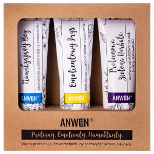 Anwen Wegański zestaw odżywek - do włosów średnioporowatych, 3x100ml